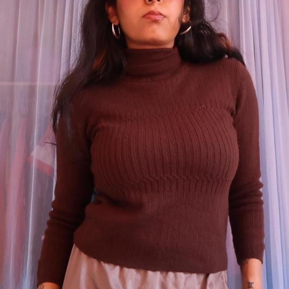 Chocolate Brown Pure Wool Turtleneck